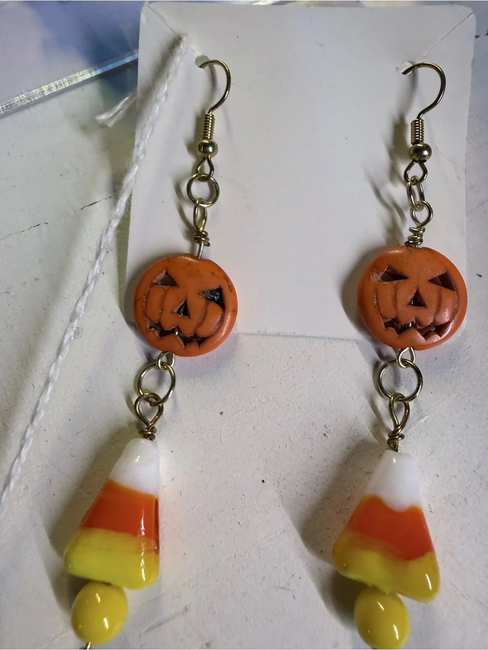 Handmade Candy Corn & Pumpkin Jack-O-Lantern Earrings | Spooky Fall Halloween